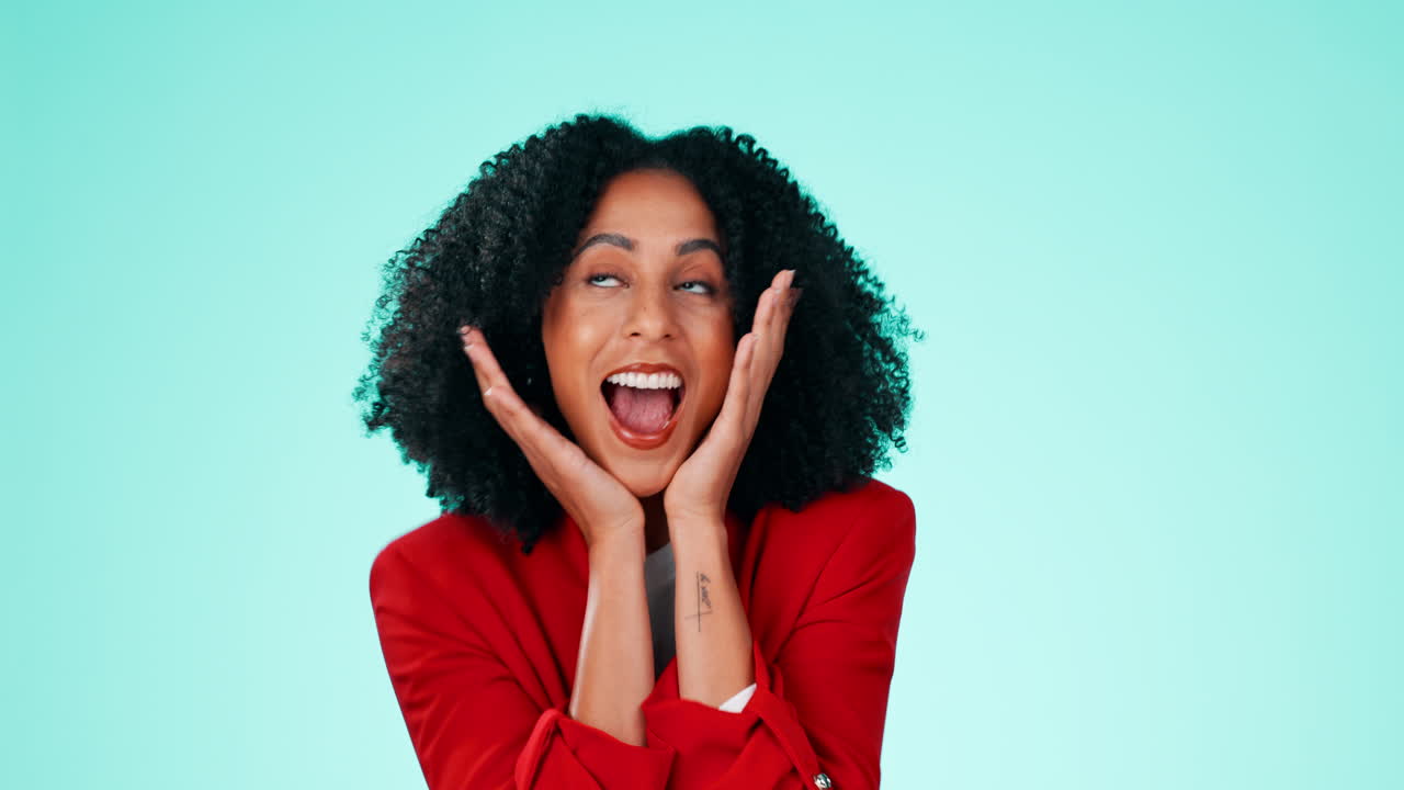 Wow, black woman and excited with success