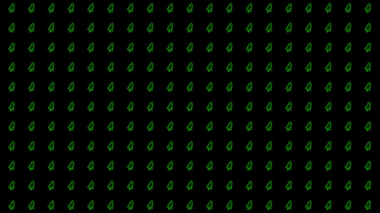 빛나는 녹색과 검은색의 크리스마스 트리 타일 배경 애니메이션 패턴