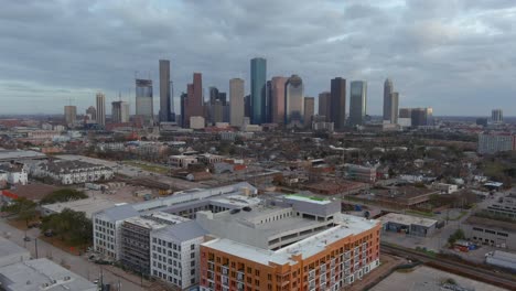 Aerial-view-of-downtown-Houston-and-surrounding-landscape