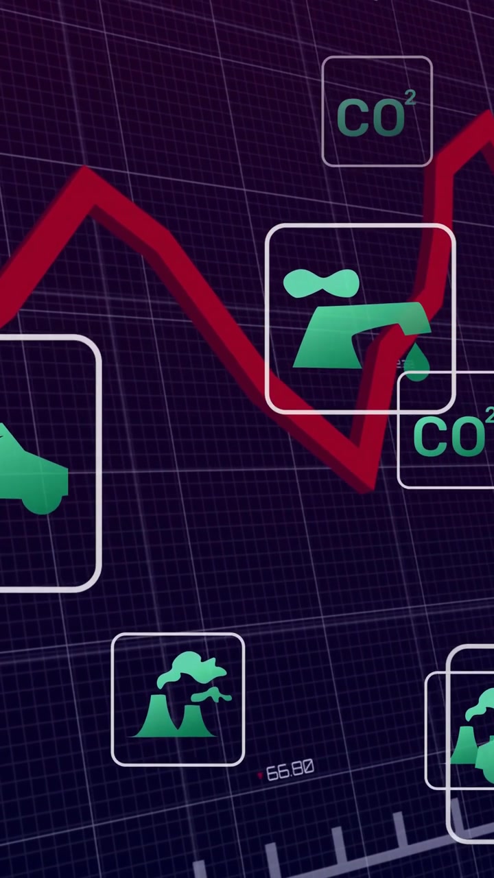 Vertical video: Teal faucet icon centering while red line sweeping, highlighting CO2 and euro costs