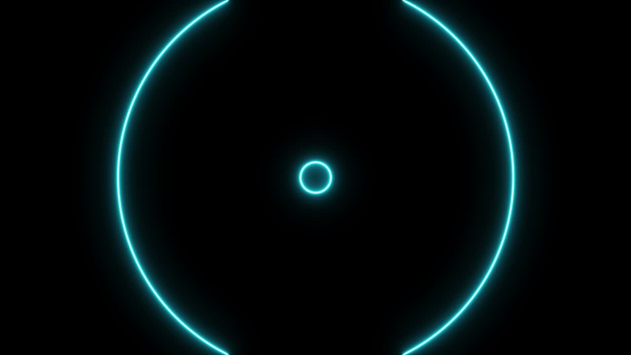 ciclo de efecto de superposición de ondas de energía de luz de círculo de neón cian