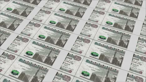 100 egyptian pound banknotes printed by a money press