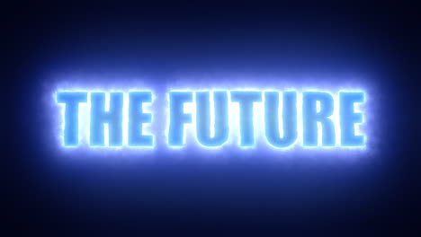 the text the future, surrounded by an energetic cloud of electricity