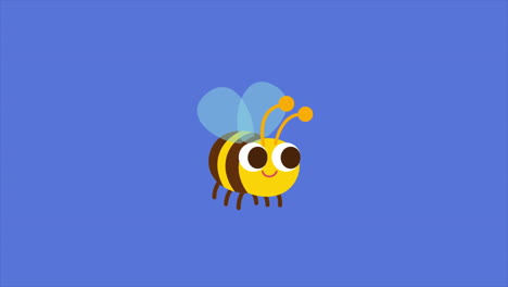bonita abeja de dibujos animados sobre un fondo azul