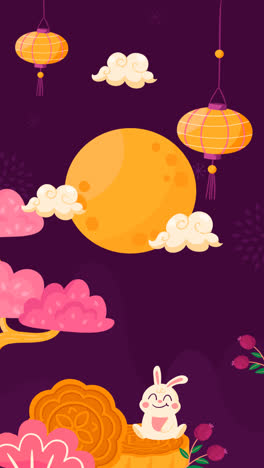 an animation of a flat background for mid-autumn festival celebration