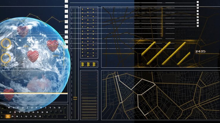 Animation of data processing over globe