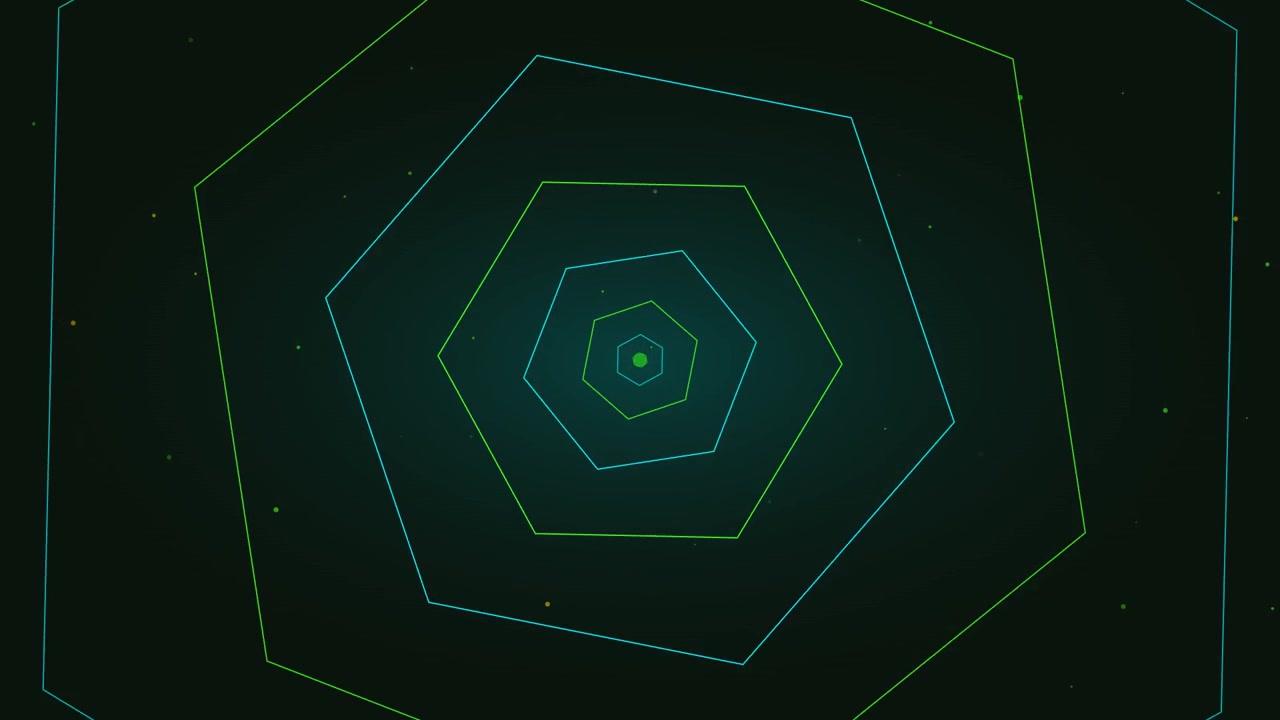 Abstract Motion Background with Pulsing Neon Hexagons