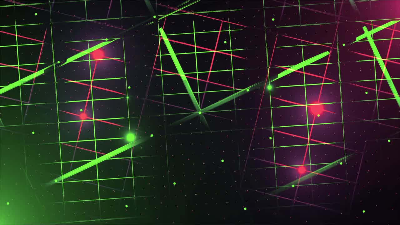 Abstract Futuristic Grid with Glowing Neon Lines and Particles