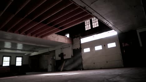 old spooky abandoned garage building