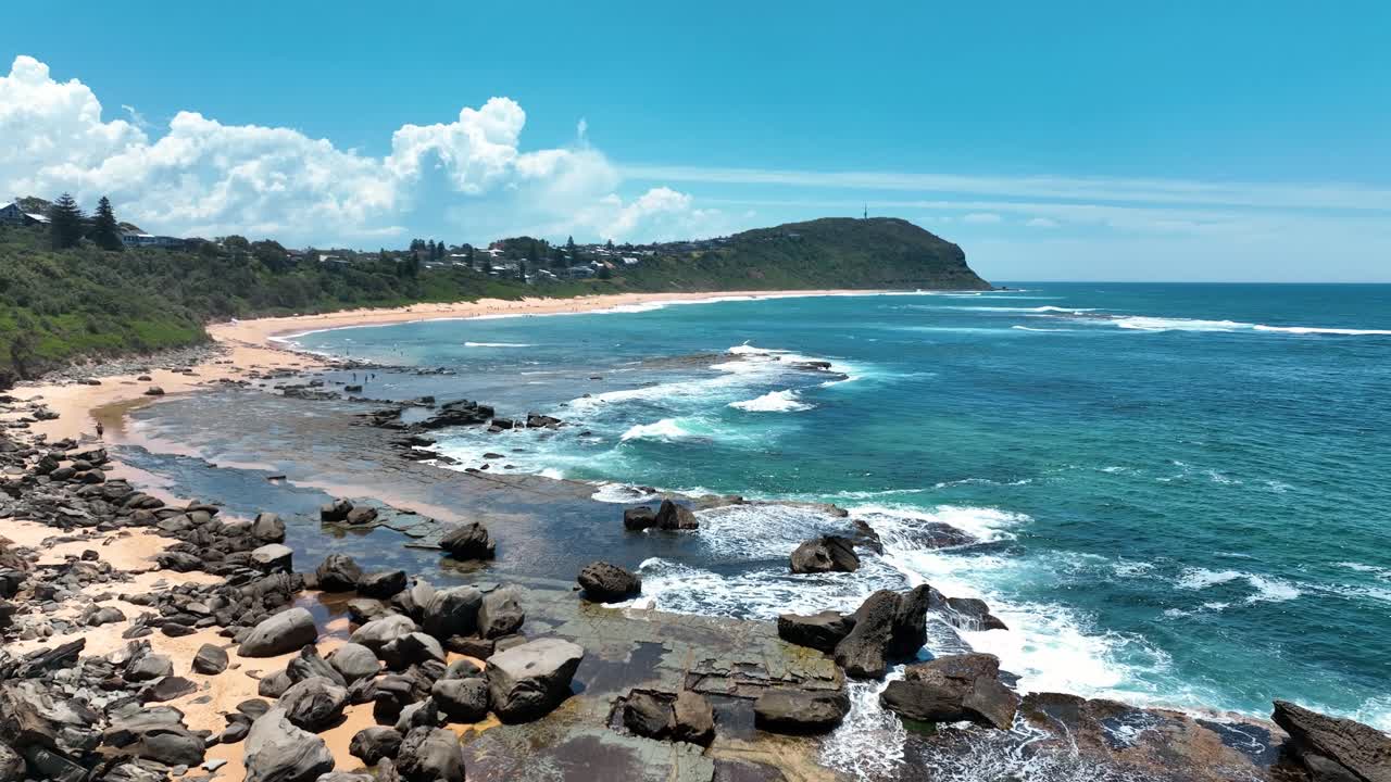 Spoon Bay Serenity: Aerial of Pristine Shores of Forresters Beach, Central Coast, New South Wales, Australia