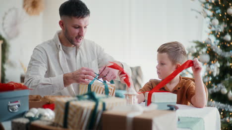 dad and son share christmas traditions