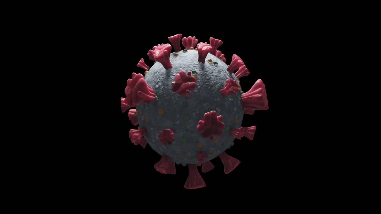 animación de células de macro coronavirus covid-19 flotando en una vena. 4k