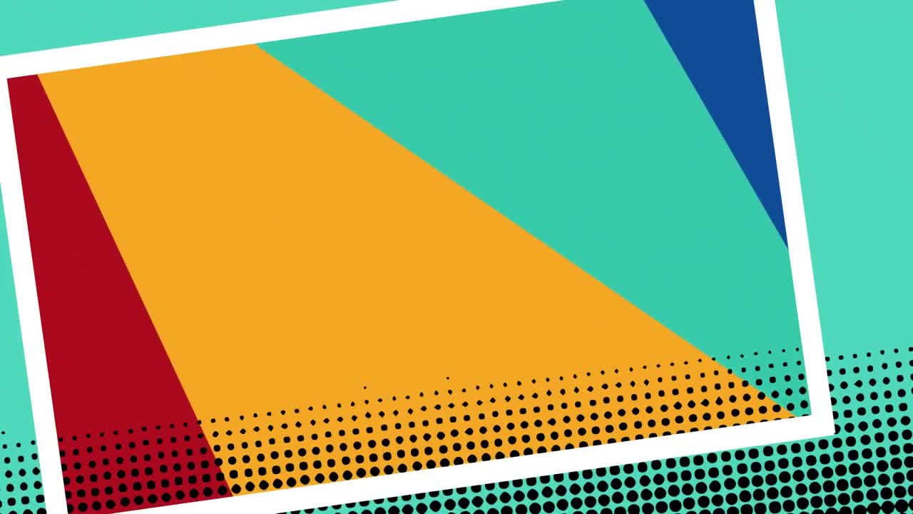 animación de múltiples formas en movimiento de colores sobre un fondo verde