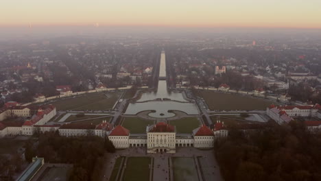 aerial shot over nymphenburg palace in munich germany