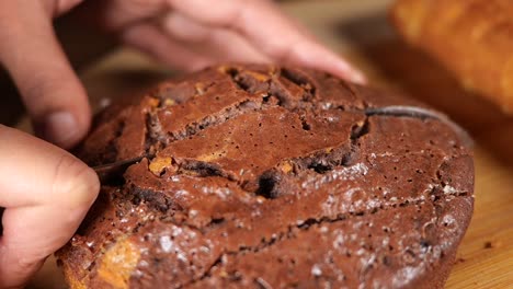 cutting a chocolate cake