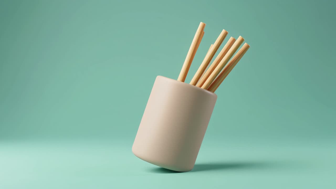 Eco-Friendly Drinking Straws Tilting in a Beige Cup