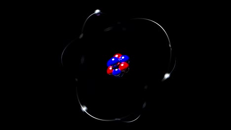 atom single high energy shake vibrate nucleus proton neutron electron loop 4k