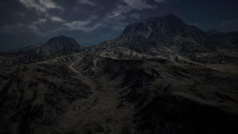 storm dark clouds over volcanic valley