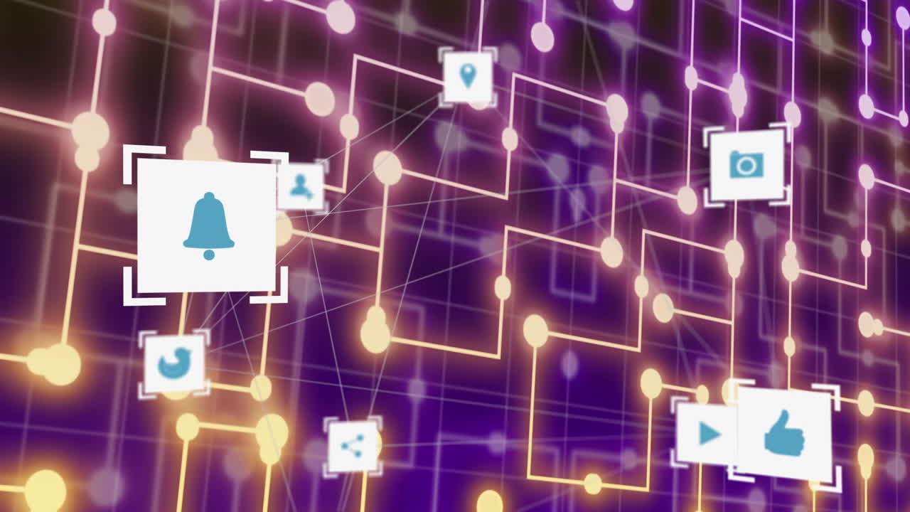 연결 네트워크를 통해 미디어 아이콘의 애니메이션