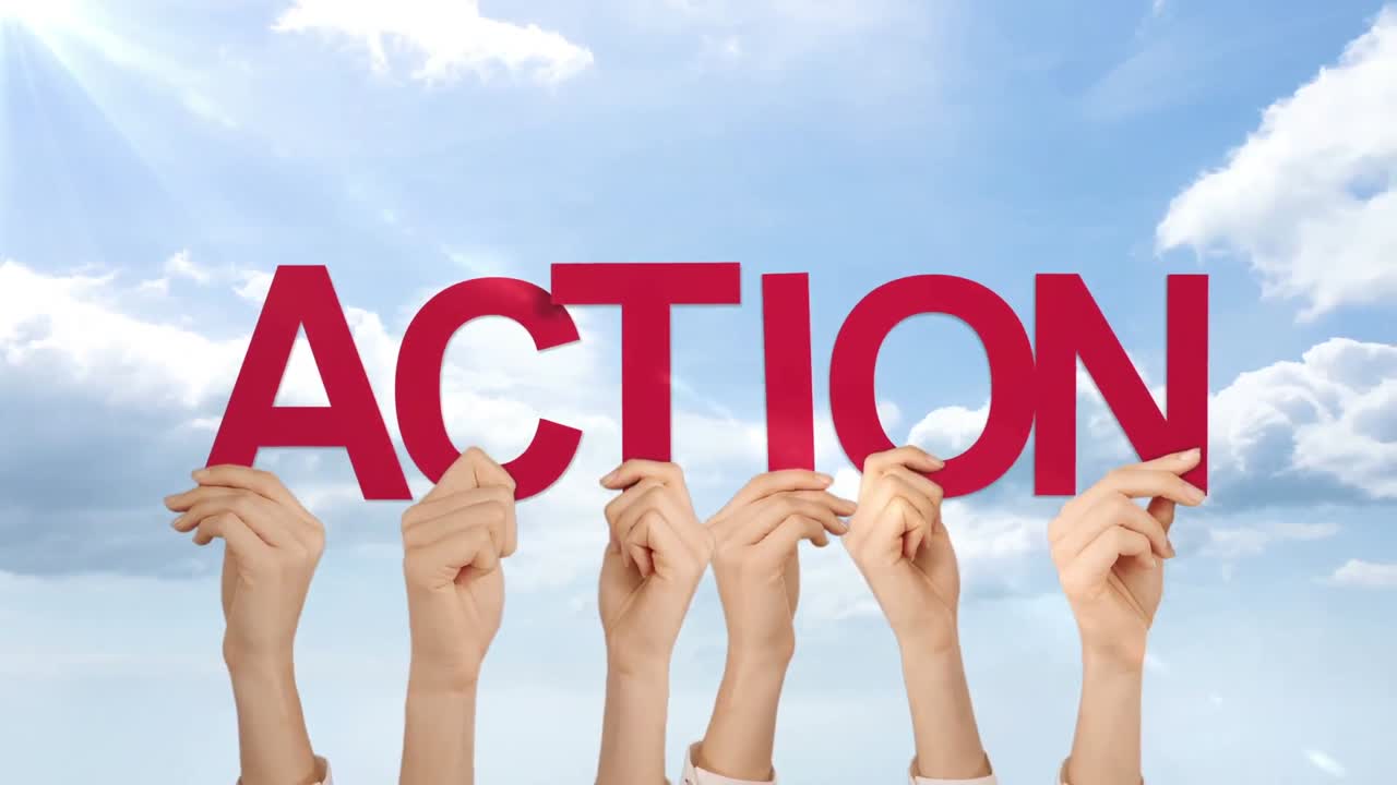 손을 들고 행동을