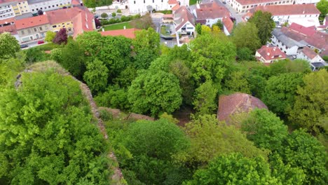 Aerial-view-of-the-green-areas-of-Gussing-Castle