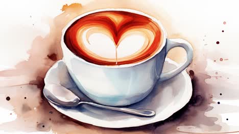 watercolor-art-style-cup-of-coffee-with-heart-shaped-foam