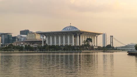 timelapse footage of beautiful mosque at putrajaya, malaysia. 4k