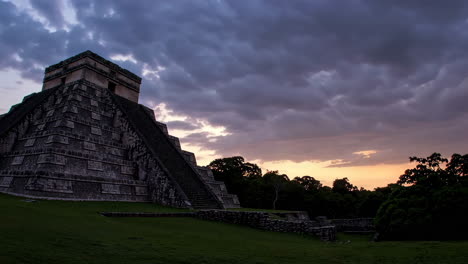 ancient mayan pyramid at sunrise/sunset