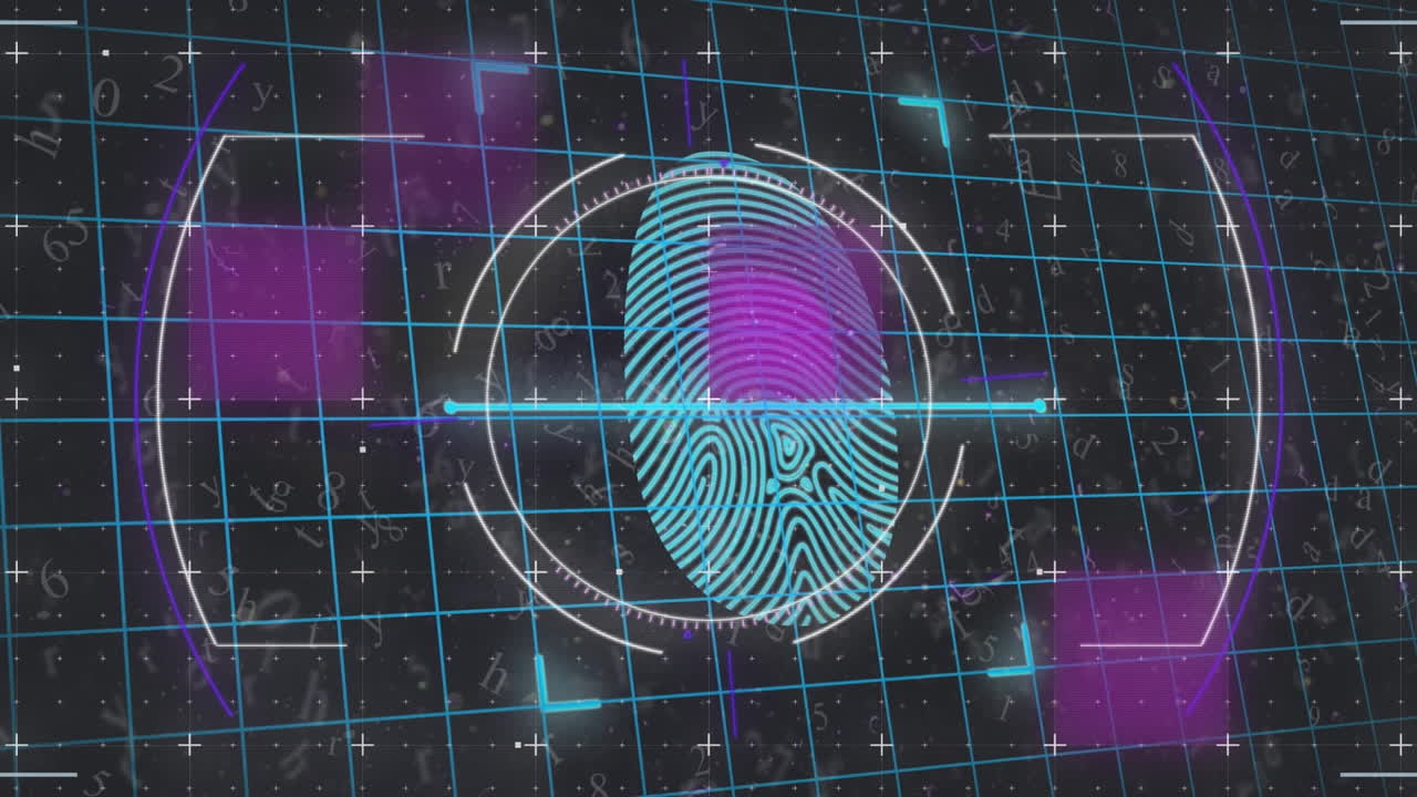 анимация сбоя над сканированием отпечатков пальцев в черном и проверенном пространстве