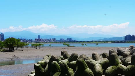 blue sky sunny day time landscape time lapse in taiwan taipei guandu