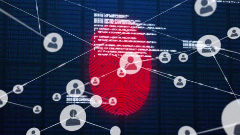 animation of network of connections over biometric fingerprint