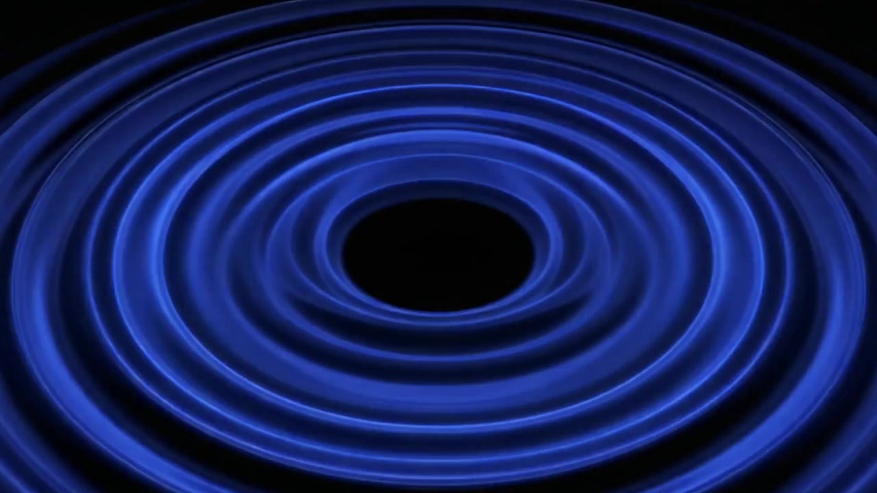 Increspature astratte di liquido blu che si espandono su sfondo scuro