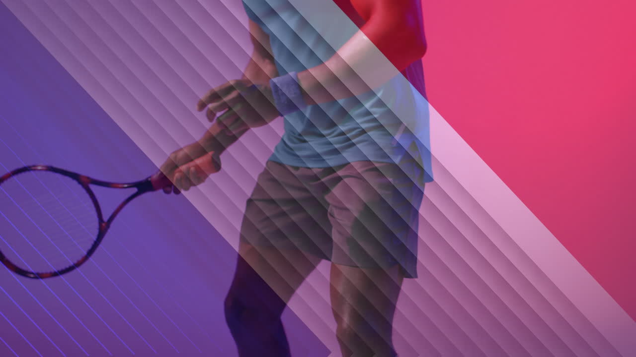 아프리카계 미국인 남자 테니스 선수 위에 프랑스 발의 애니메이션