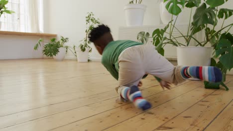 young boy playing at home