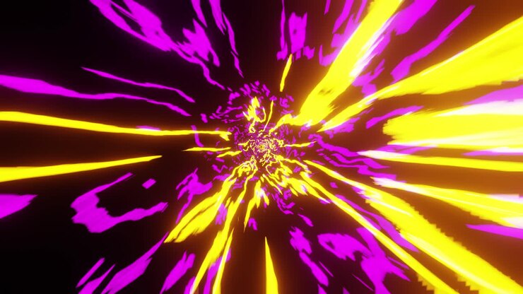 Flying through a tunnel with yellow waves. Looped seamless anima