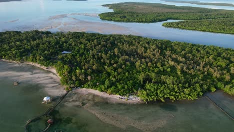 aerial landscape of leebong island at sunrise with
