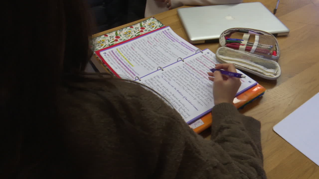 Students studying together at a table