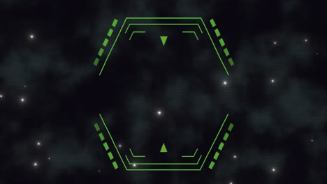 pantalla digital con elementos hud verdes en galaxia