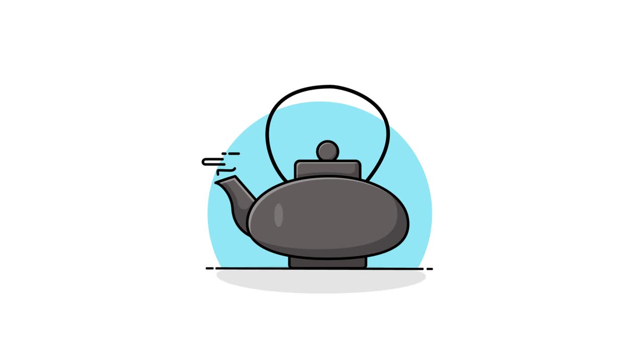 Illustrazione Animata di Teiera Minimalista che Emette Vapore