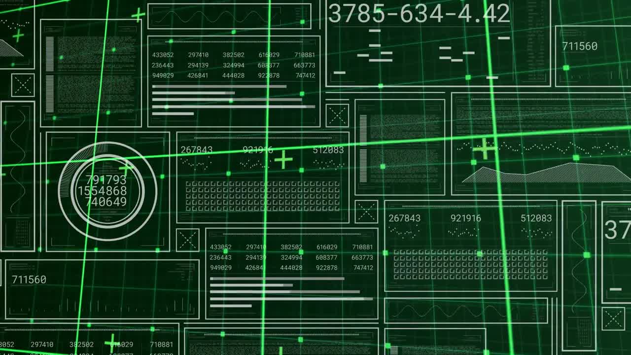 원과 직사각형, 그래프, 바, 그리드 패턴과 추상적인 패턴의 숫자의 애니메이션