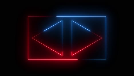 neon glowing abstract arrow in rectangle