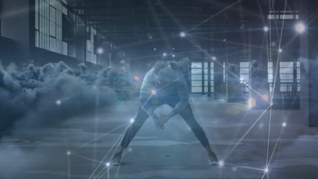 아프리카계 미국인 스포츠맨이 운동하는 구름의 애니메이션