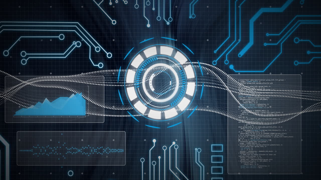 Animation of digital data processing over network of connections and scope scanning