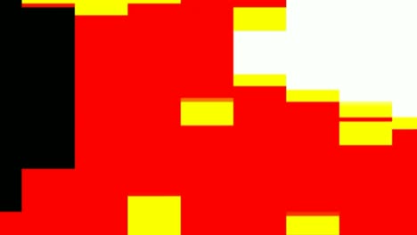 Animación-Computarizada-De-Ladrillos-De-Diseño-Lineal-Blanco,-Rojo-Y-Amarillo,-Moviéndose-Verticalmente-Y-Deslizándose-Hacia-La-Derecha