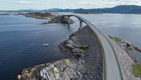 atlantic ocean road in norway with famous bridge