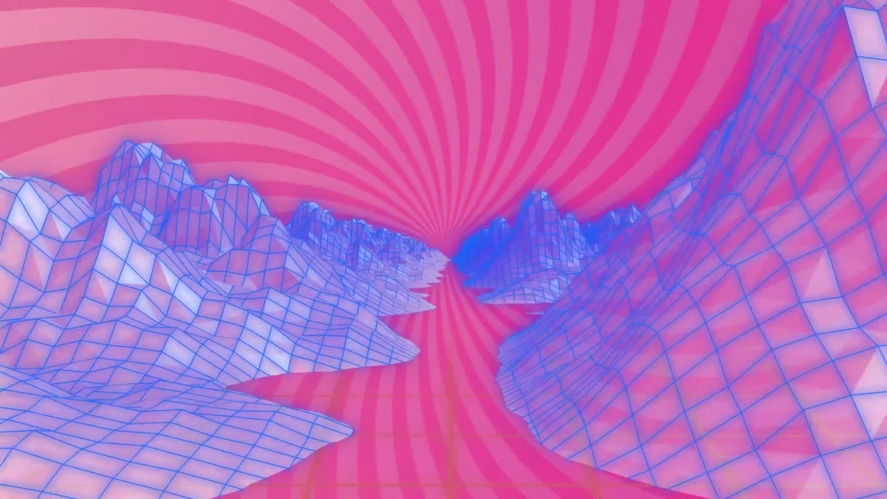 animación del procesamiento de datos informáticos en el metaverso y las rayas rosadas