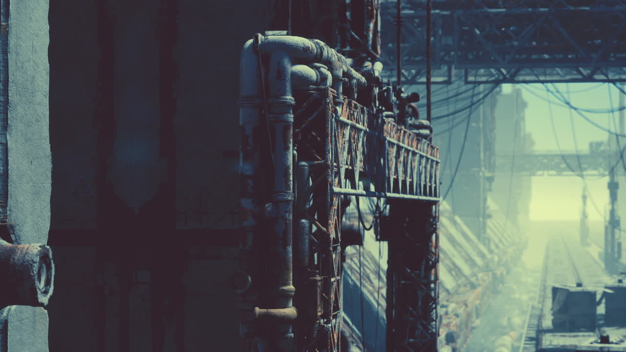 ciudad futurista en ruinas