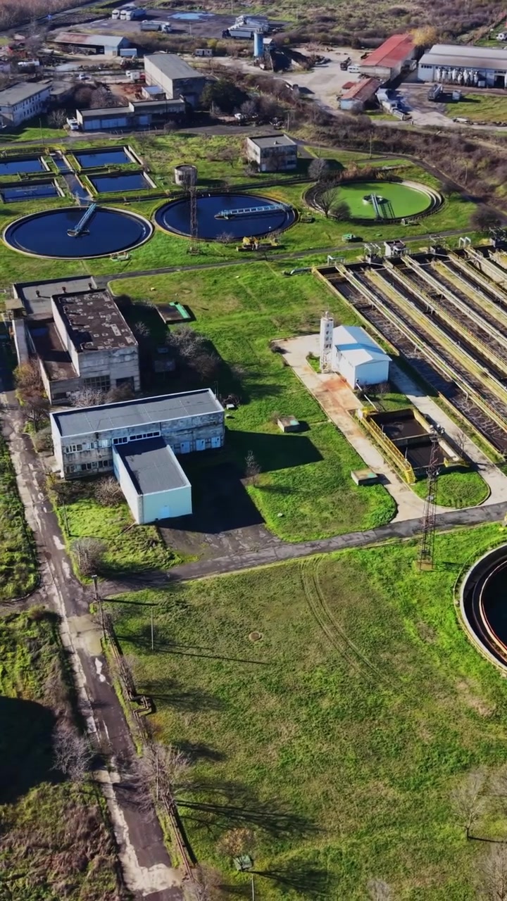 Water treatment facility in an industrial area by the river