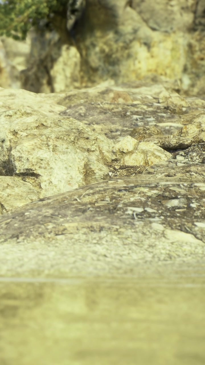 Rocce e acqua limpida in un ambiente naturale durante una giornata di sole.