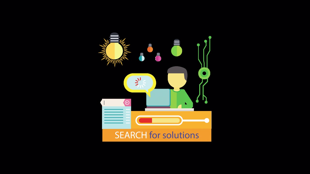 Animated Illustration of a Person Searching for Solutions and Ideas